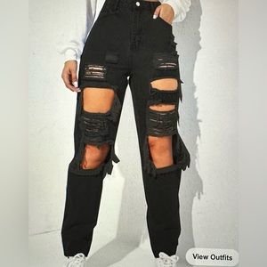 SHEIN Black Ripped Jeans